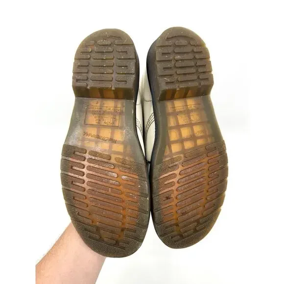 dr martens boots women’s 7 White Bouncing Soles Lace Up Combat Leather Classic - Picture 5 of 8